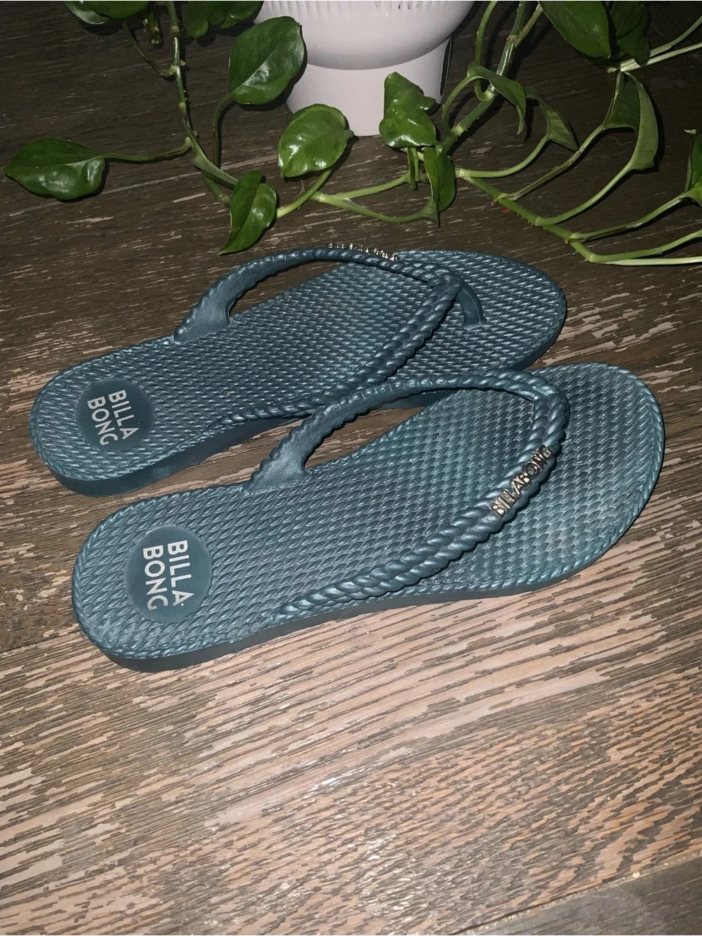 Billabong Women's Teal Braided Strap Thong Sandals Flip Flops 7